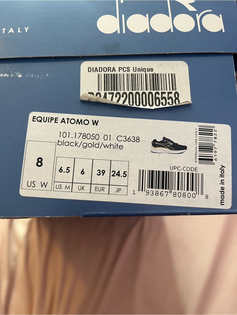 Diadora Black Athletic Sneakers with White Label